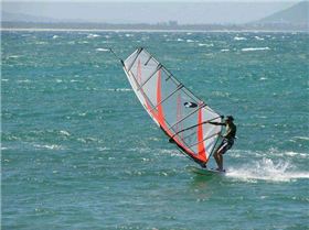 pete sailing his own NXS wave board