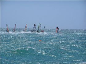 Extreme conditions... control won over speed at times,Dan Engdahl dominates this heat on wave kit.