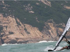 Wind gusting at 35knots, pretty tough on my 5.8m with my 55kgs.....