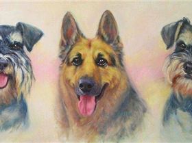 Liz , Liz + Emma 35 x 74cms Oil on Canvas