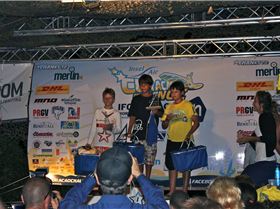Alex on the podium IFCA Slalom World Championship