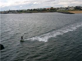 Winter kitesurfing in a northerly