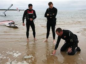 Fingerpainting on the beach