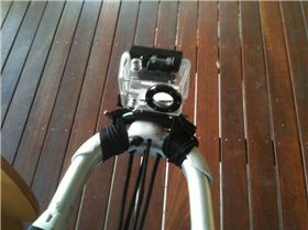 GoPro boom end mount using helmet strap