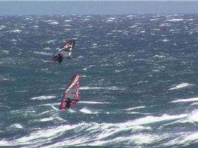 Philip Koster jumps OVER another windsurfer