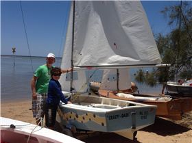 Max and Jim prepping for race