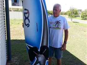 Greg with his NCX wave board prize